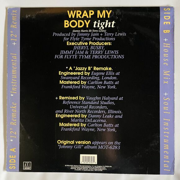 Johnnny Gill WRAP MY BODY TIGHT Used 12" Vinyl Maxi-Single R&B 1991 Motown - Picture 2 of 3